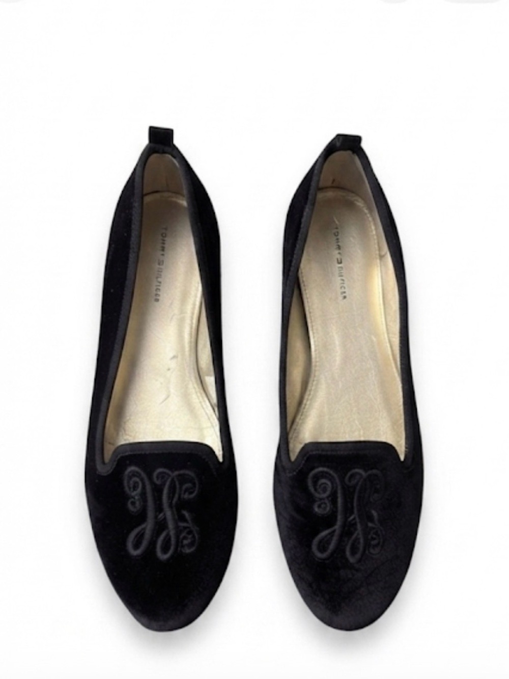 Tommy Hilfiger Velvet Monogram Ballet Flats